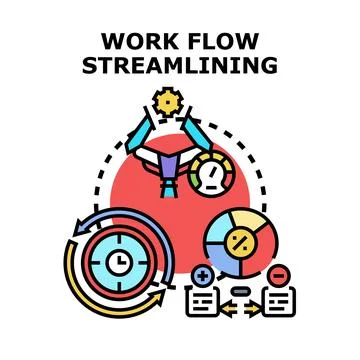 Work flow streamlining business process optimization concept Stock Illustration