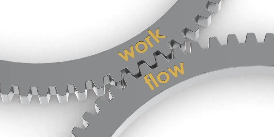 Work flow word on gears Stock Illustration