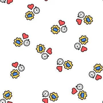 Work free time vector seamless pattern Stock Illustration