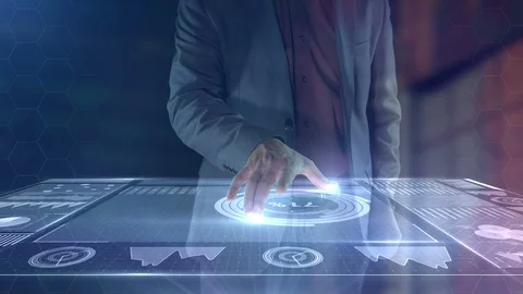 Work with a gallographic table of virtual reality. Stock Footage 119634241