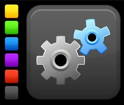 Work gears icon on square internet button Illustrazione stock