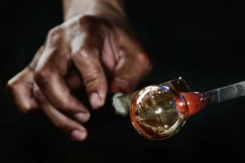 Work of Glass Blower Stock Photos