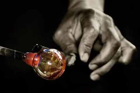 Work of Glass Blower Stock Photos