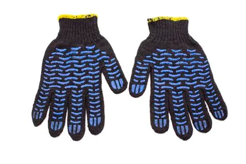 Work gloves for construction work, black on white background Stock Photos