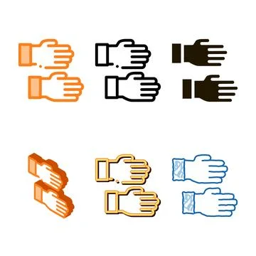 Work gloves icon vector outline variety Stock Illustration