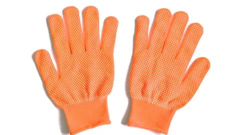 Work gloves orange on white background Stock Photos