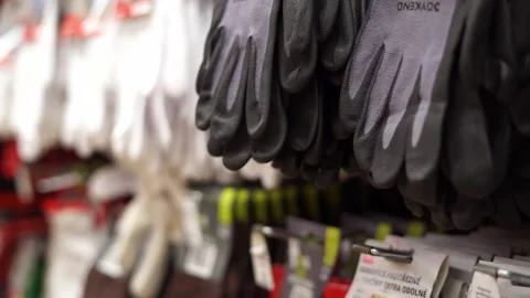 Work gloves in the store Stock Footage 260147094