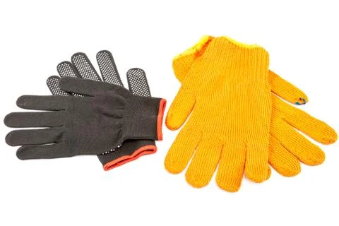 Work gloves on white background. Stock Photos