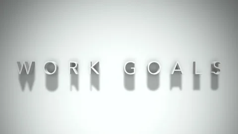 Work goals 3D title animation with shadows on a white background Stock Footage 297386642