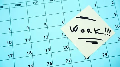 Work. going to work .start date and calendar with a list. Stock Photos