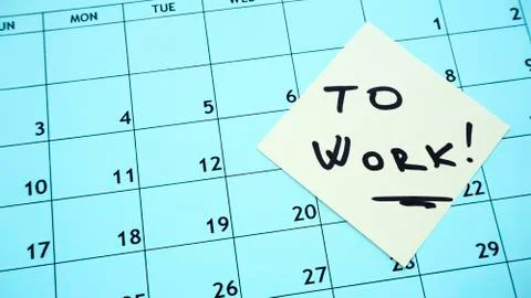 Work. going to work .start date and calendar with a list. Stock Photos