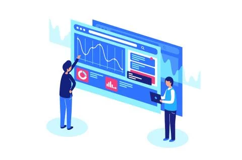 Work with graphs and diagrams. Vector illustration Stock Illustration