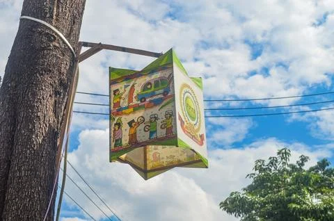 A work of Gresik traditional art called the Damar Kurung lantern which is h.. Stock Photos