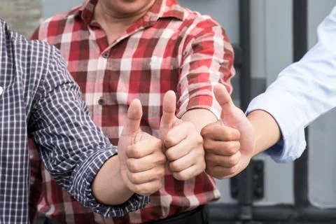 Work group of engineer people joining hands Stock Photos