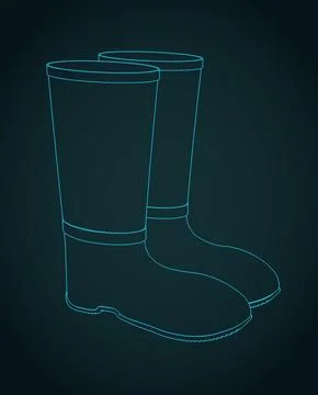 Work gumboots sketch Stock Illustration