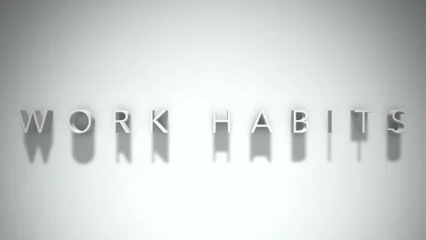 Work habits 3D title animation with shadows on a white background Stock Footage 296997478