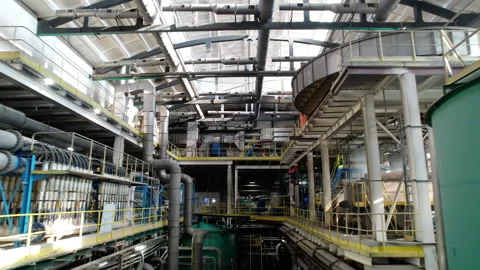 Work hall with equipment working at production of cardboard Stock-Footage 294202364