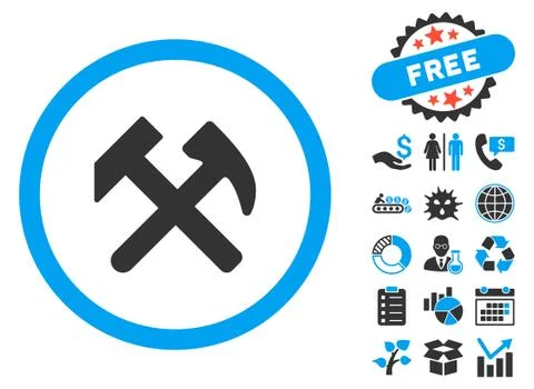 Work Hammers Flat Vector Icon with Bonus Ilustración de archivo