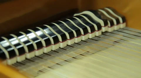 Work  hammers inside the grand piano, close-up Stock Footage 45344774
