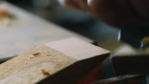Work with hand carpentry tools. handmade wood beard comb Stock Footage 156669290