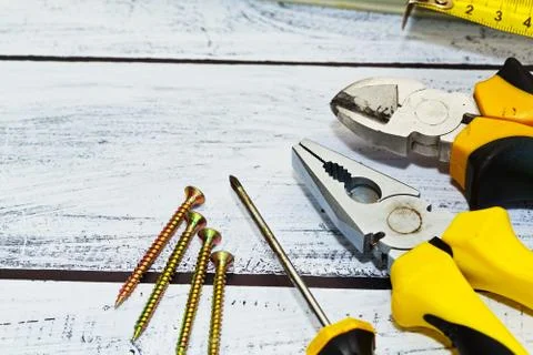 Work hand tools, close-up capture Stock Photos