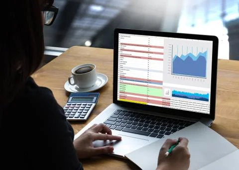 Work hard Data Analytics Statistics Information Business Technology. Fotos de archivo