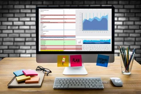 Work hard Data Analytics Statistics Information Business Technology Stock Photos