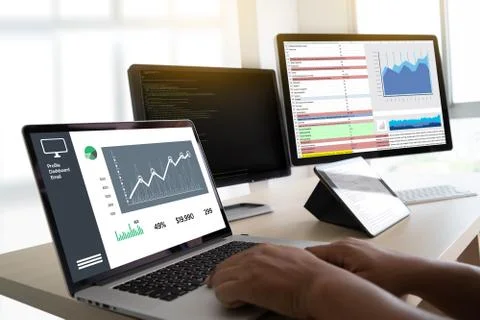 Work hard Data Analytics Statistics Information Business Technology Stock Photos
