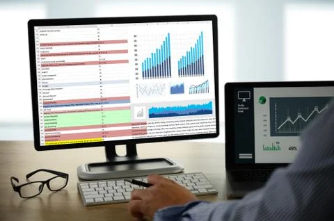 Work hard Data Analytics Statistics Information Business Technology. Stock-Fotos