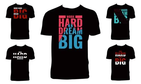 Work Hard Dream Big Typography T Shirt Design Bundle Stock Illustration