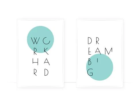 Work hard, dream big, vector. Scandinavian minimalist art design Stock Illustration
