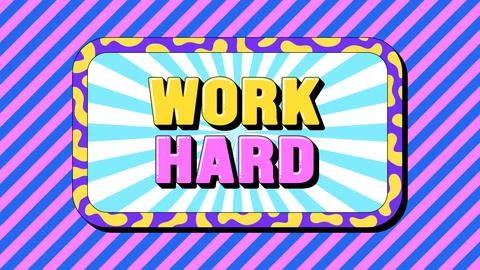 Work Hard text, growth mindset. Text banner with motivation phrase Work Hard Stock Illustration