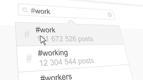 Work hashtag search through social media posts. 3D rendering イラスト素材