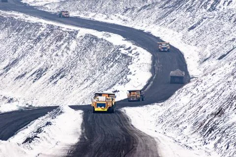 Work heavy dump trucks Stock Photos