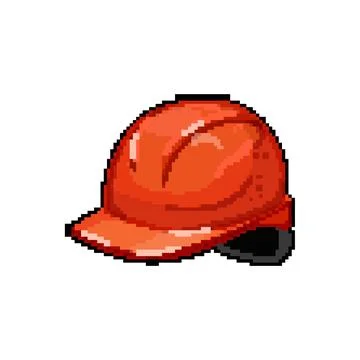 Work helmet builder pixel art vector illustration Stock Illustration