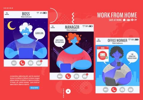 Work from home 3 스톡 일러스트