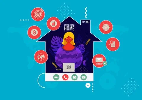 Work from home 7 Stock Illustration