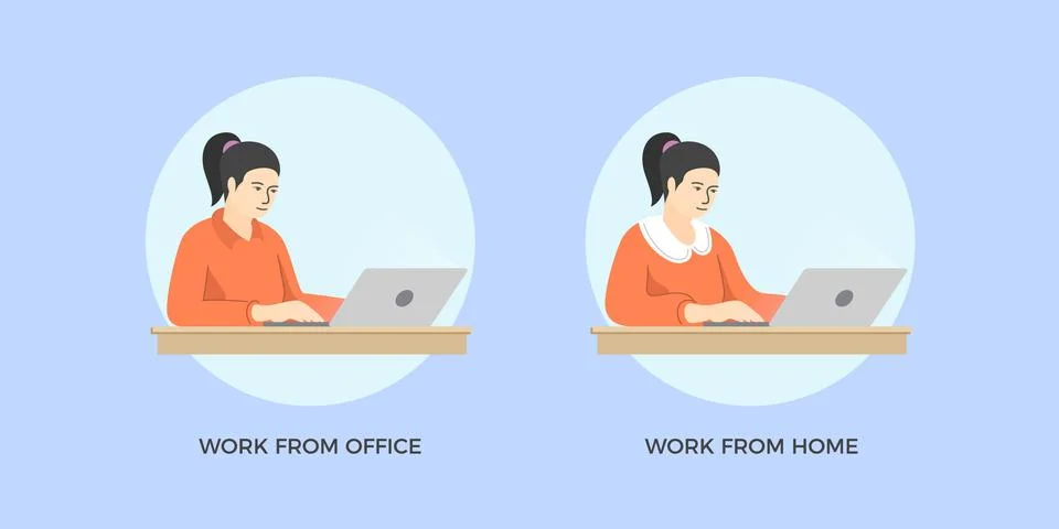 Work from Home and E-commerce Banner. Stock-Illustration