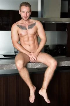 Work at home. Attractive guy. Foto stock