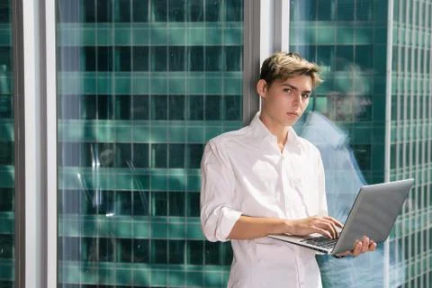 Work at home. Attractive guy. Stock Photos