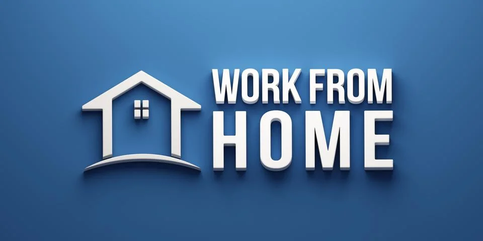 Work from Home Banner. 3D Render Illustration Stock Illustration