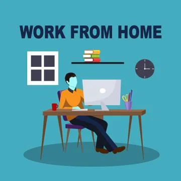 Work From Home - Blue Stock Illustration