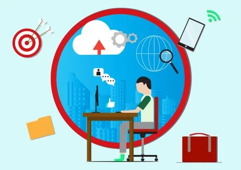 Work from home for business concept vector Stock Illustration
