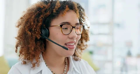 Work from home, call center and woman, friendly agent or consultant tech support Stock Footage 235979104