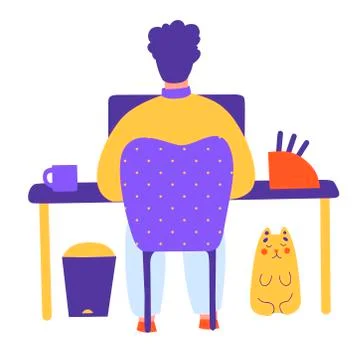 Work from home, cartoon people vector illustration. Home office. Illustrazione stock