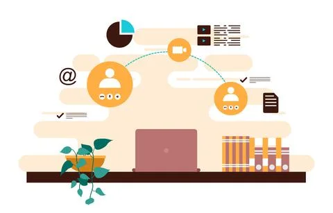 Work From Home Computer Internet Online Business Freelancer Illustration 스톡 일러스트