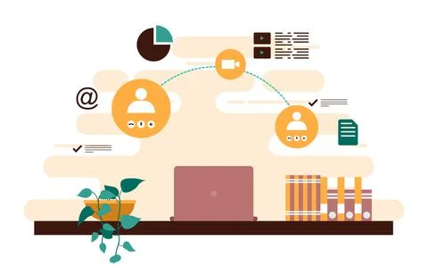 Work From Home Computer Internet Online Business Freelancer Illustration Illustrazione stock