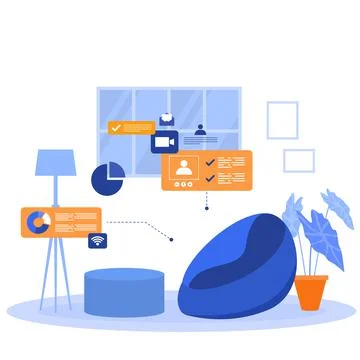 Work From Home Computer Internet Online Business Freelancer Illustration Illustrazione stock