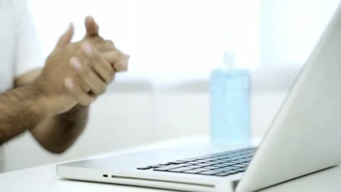 Work from home concept. Close up. Asian male wear a white shirt work at home sit Stock Footage 144515801