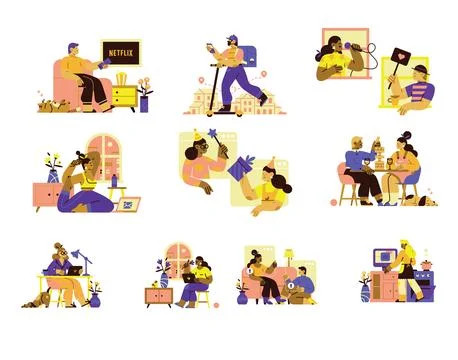 Work at home concept design Stock Illustration